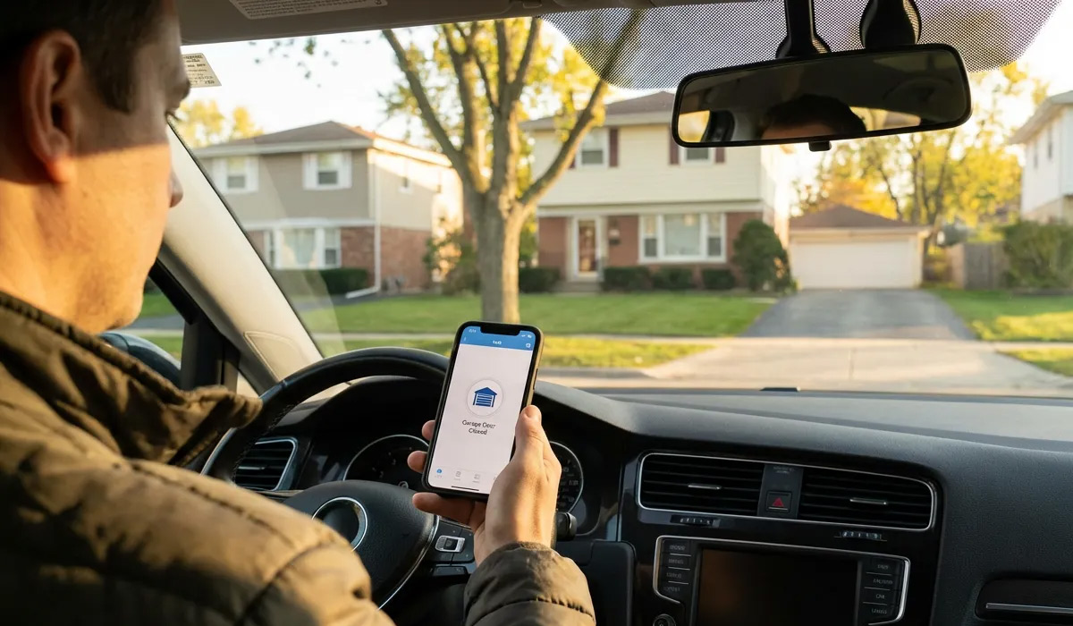 Control your garage door from a mobile app using a Wi-Fi or Bluetooth-enabled smart controller